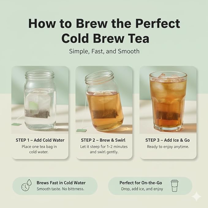 Damtuh Shine Muscat Green Tea Cold Brew – Refreshing Fruit Green Tea with Real Leaves & Muscat Flavor – Lightly Caffeined Iced Herbal Tea Bags for Summer Hydration (1.8g x 20 Count)