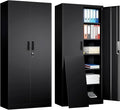 Metal Garage Storage Cabinets,71” Tall Metal File Cabinet with 5 Adjustable Shelves, Lockable Storage Cabinets for Office, Home, Garage, Warehouse 71" H x 32" W x 16" D (Black)