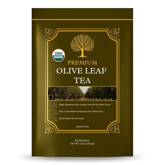 Organic Olive Leaf Tea (60 tea bags | 120 servings | 3.6 oz | 102g)