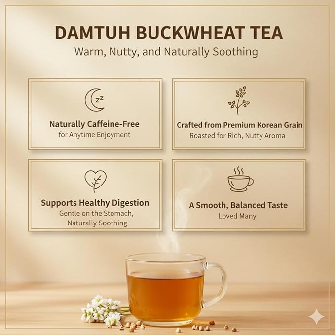 Damtuh Tartary Buckwheat Tea – Nutty & Refreshing Herbal Tea, Caffeine-Free, 100 Tea Bags (1.5g each)