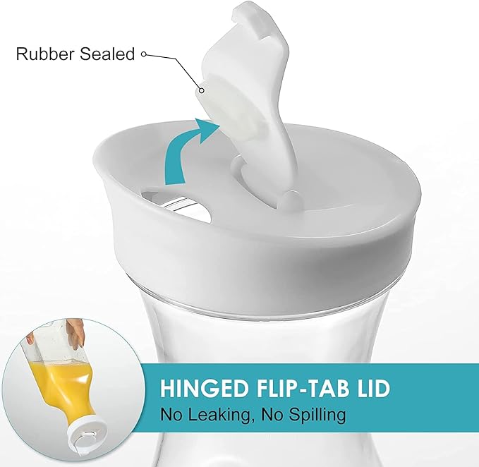 Plastic 4 Pack Large 50 Oz Water Carafe with Flip Top Lid, Square Base Juice Containers, Clear Plastic Pitcher - for Water, Iced Tea, Juice, Lemonade, Milk, Cold Brew and Mimosa Bar - HAND WASH ONLY