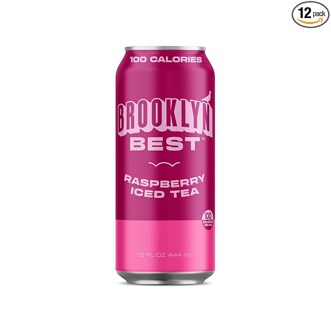 Brooklyn Best Raspberry Iced Tea, Not too Sweet, Better for You Drink - 15 Fl Oz (Pack of 12)