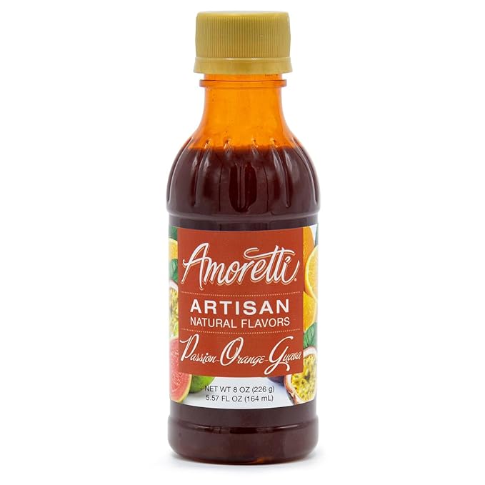 Amoretti - Natural Passion-Orange-Guava Artisan Flavor Paste, 8 oz, Perfect For Ice Cream, Beverages, Cakes, and more, Preservative Free, Vegan, Gluten Free, No Artificial Sweeteners, Concentrated