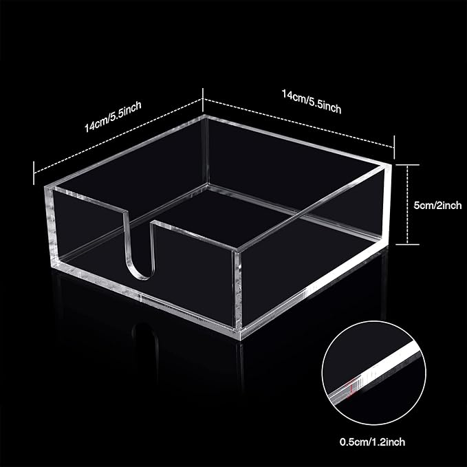Acrylic Cocktail Napkin Holder for Table, Clear Beverage Napkin Holder Square Rectangle for Dinner, Kitchen, Bathroom, Restaurant, Bar (4 Pieces, 5.5 x 5.5 Inch)