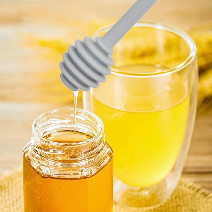 2 PACK Syrup Dipper Honey Dipper Stick Silicone, Long Handle Syrup Dipper Stick, Honey Mixing Stirrer Spoon, Honey Wand for Honey Jar Dispense Drizzle Honey, and Wedding Party Favors Gift