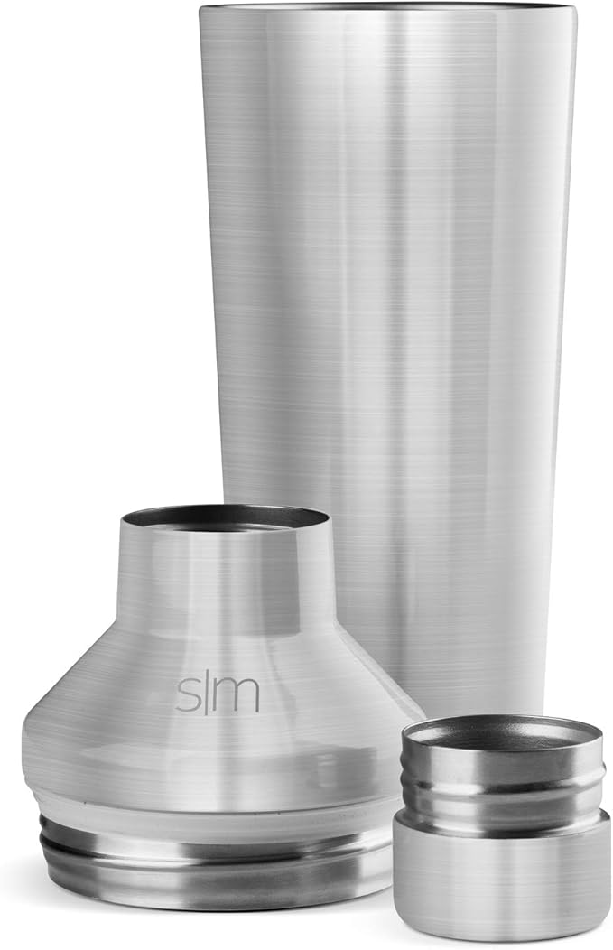Simple Modern Cocktail Shaker Set with Jigger Lid | Stainless Steel Boston Shaker Insulated Martini Mixer for Mocktails | Gifts for Men Women Him Her | Classic Collection | 20oz | Simple Stainless