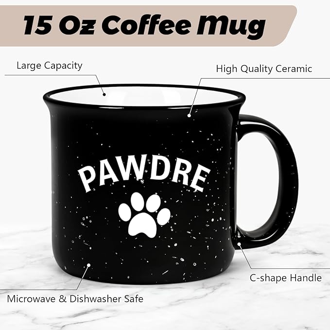 Cabtnca Dog Dad Christmas Gifts for Men, Pawdre Mug, Dog Fathers Day Birthday Christmas Gifts, Fur Dad Coffee Mug, 15 Oz