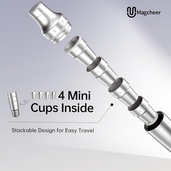 Hybrid Cocktail Shaker Set with Stackable Cups | Vacuum Insulated Stainless Steel Martini Shaker & Bartender Tools | Travel-Ready Kit | 30oz | Gunmetal Gray