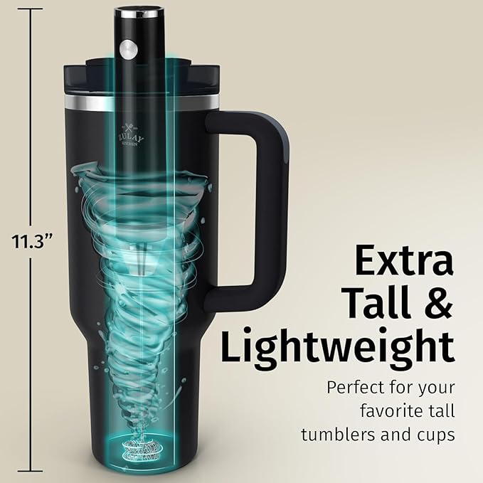 Zulay Kitchen Lux Electric Milk Frother Rechargeable Handheld - 4 Whisks, Powerful 2-Speed Motor, Waterproof, 2000mAh Battery - Drink Mixer for Latte, Cappuccino, Matcha & Protein Powder - Dark Copper