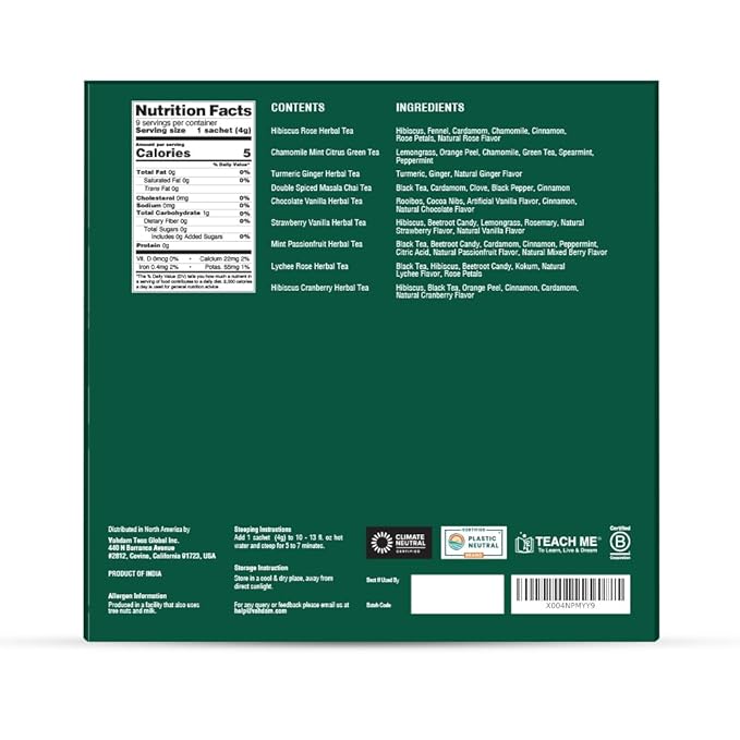 VAHDAM Top 9 Exotic Loose Leaf Herbal Tea Sampler (18+ cups) | No Caffeine | Floral & Fruity Blends with Delicious Taste | Hot & Iced | Perfect for Gifting & Regular Consumption