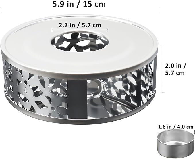 Tea Warmer Petals Silhouette, 3 Pack Stainless Steel Teapot Warmer with Tealight Holder