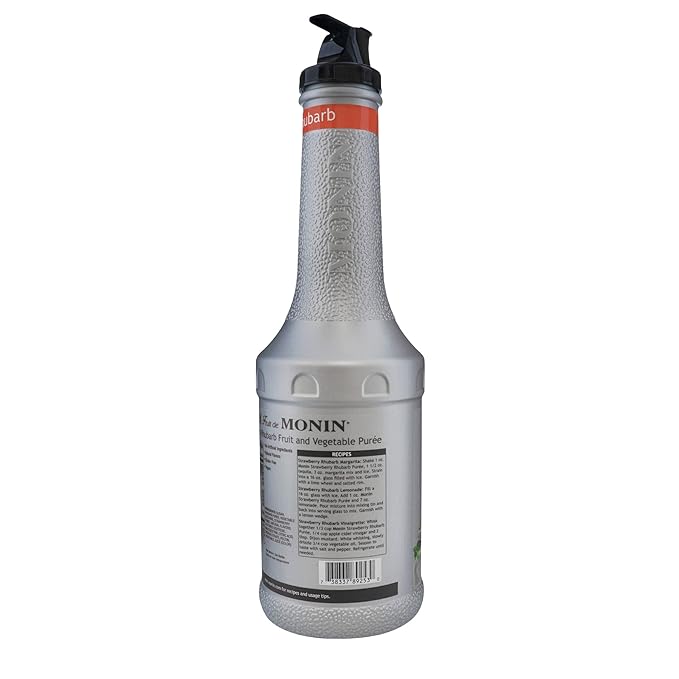 Monin - Strawberry Rhubarb Purée, Tart & Sweet Purée, Made with Real Fruit & Vegetable Juices, Antioxidant-Rich, Fruit Purée for Cocktails, Smoothies, Cooking, Baking, & More, Clean Label (1 Liter)