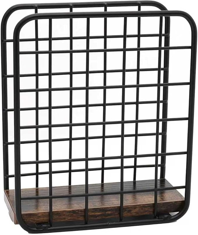Napkin Holder for Table, Farmhouse Wood Napkins Holder with Rustic Brown Base, Standing Napkin Dispenser for Kitchen Countertop, Dining Room, Restaurant or Cocktail Coffee Bar