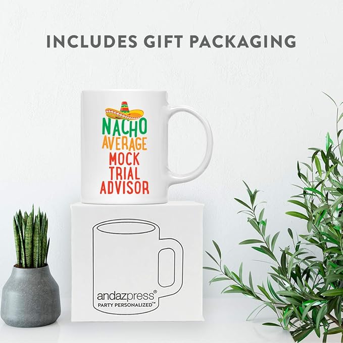 Andaz Press Funny Quirky 11oz. Ceramic Coffee Tea Mug Gag Gift, Nacho Average Mock Trial Advisor, 1-Pack, Spanish Themed Birthday Christmas Gift Ideas Coworker Him Her, Includes Gift Box
