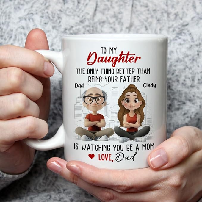 Wrappiness Dad And Daughter Personalized Coffee Mug - Watching You Become A Mom, Thoughtful Gifts for Daughter from Dad, Birthday Mothers Day Gift from Father