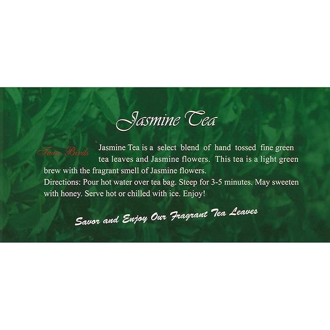Wing Hop Fung Jasmine Green Tea Fresh Sealed Premium Natural Leaves Individually Wrapped 100 Tea Bags Perfect for Hot or Iced Tea