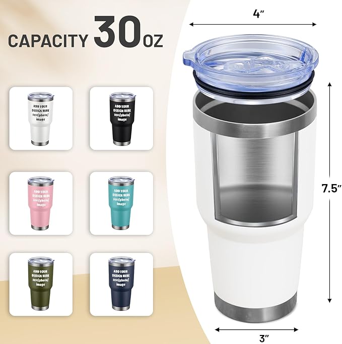 MEWAY Personalized Custom 30oz Stainless Steel Tumbler with Lid, Insulated Double Wall Vacuum Travel Coffee Tumbler Gifts with Text Photo Logo (Army green, 1pack)