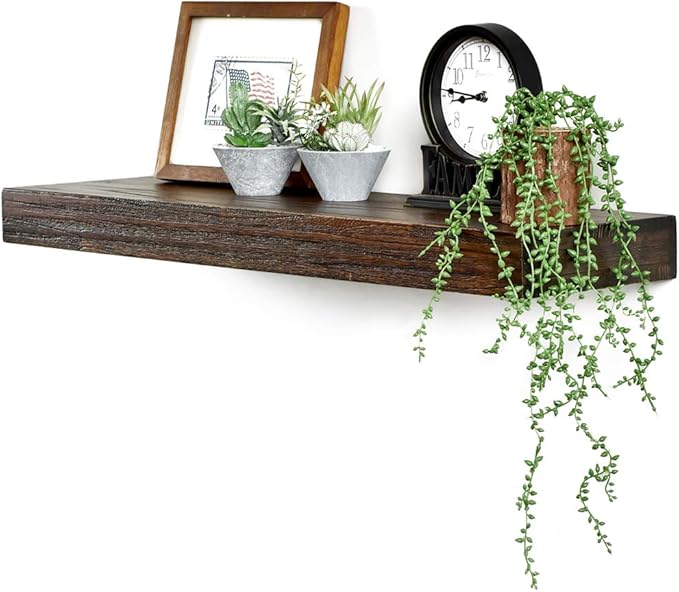 WELLAND Colin 10" Deep Floating Shelves Rustic Wall Shelf Wall Mounted Wooden Shelves (Walnut, 36X10X2.75 inch)