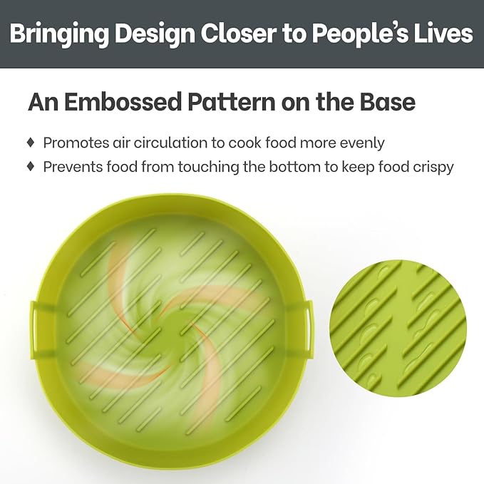 Air Fryer Silicone Liners 4QT For Ninja AF101, 2 Pack BPA Free Platinum Air Fryer Basket Liners with Handle, Round Reusable Liner Ninja Fryer Accessories, Upgrade