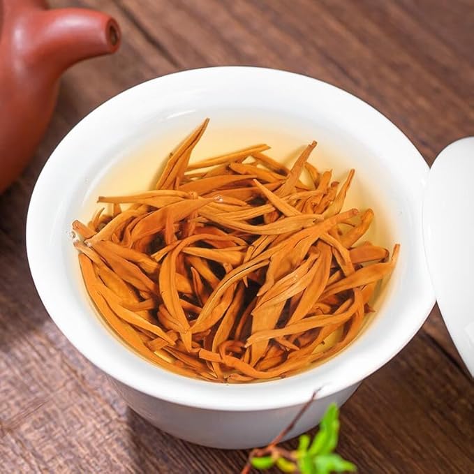 Yunnan Dianhong Black Tea – Golden Needle, 金针, GoldenTip, GoldenMonkey, 金丝, Golden Hair – Loose Leaf Chinese Red Tea, 100g / 3.53oz – Bold, Full-Bodied, Delicate and Naturally Sweet