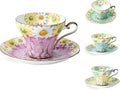 Aynsley Daisy Corset Fine Bone China Teacup and Saucer Set - 5.07oz Hand-Painted Gold-Trimmed Corset-Shape Set, Fancy Gift for Birthdays/Mother’s Day/Tea Lovers (Pink)