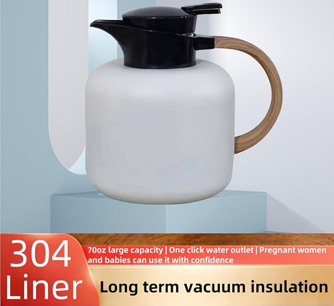 70oz constant temperature tea kettle, double-wall 304 stainless steel vacuum insulated tea kettle,ergonomic design, perfect for indoor and outdoor use (Off-White)