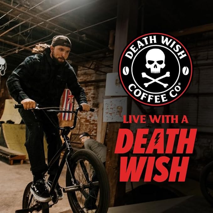 Death Wish Coffee, Organic and Fair Trade, Medium Roast, Whole Bean Coffee, 16 oz