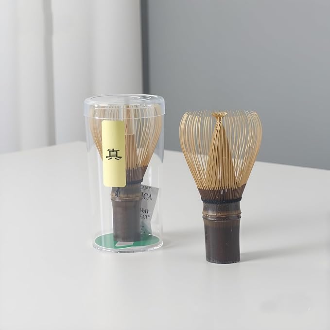 Traditional Black Bamboo Matcha Tea Whisk, Handcrafted Shin Chasen for Japanese Tea Ceremony,Pure handmade Matcha Powder Brush Tool Tea Traditional Scoop