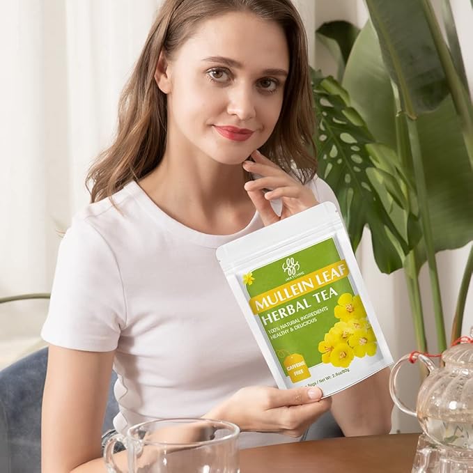 Mullein Leaf Tea, Mullein Tea Bags for Lung Cleanse, Respiratory Support and Mucous Membranes, Herbal Tea Caffeine Free, Non-GMO, 40 Tea Bags