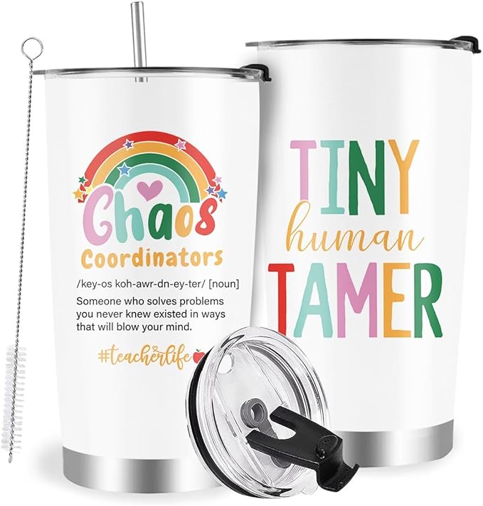 Tiny Human Tamer Tumbler, Daycare & Preschool Teacher Appreciation Gifts - 20oz Travel Coffee Mug