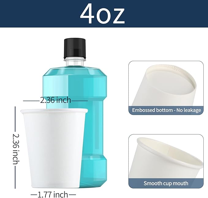 Brandon-super [100 Count - 4 oz] Small Paper Cups, Mouthwash Cups Bathroom Cups Mini Cups Small Disposable Cups