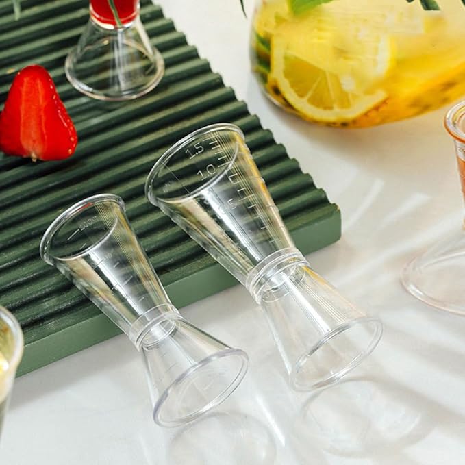 6Pcs Plastic Jigger for Bartending, Double-ended Measuring Cocktail Jigger with Measurements for Bar Use Accurate Liquid and Solid Ingredient Measurement with Easy Pour Spout