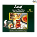 Sadaf Cardamom Tea Bags - Special Blend Cardamom Ceylon Black Tea - Quicktea Product harvested in Sri Lanka - 50 individually foiled teabags (Pack of 1)