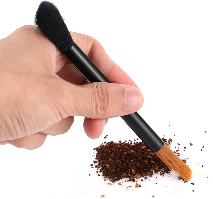 Sibba Coffee Grinder Cleaning Brush with Dual Head 2 PCS Professional Barista Tool for Espresso Machine Grinder Durable Aluminum Handle with Soft Nylon Bristles Brush for Home Kitchen Bar Accessories