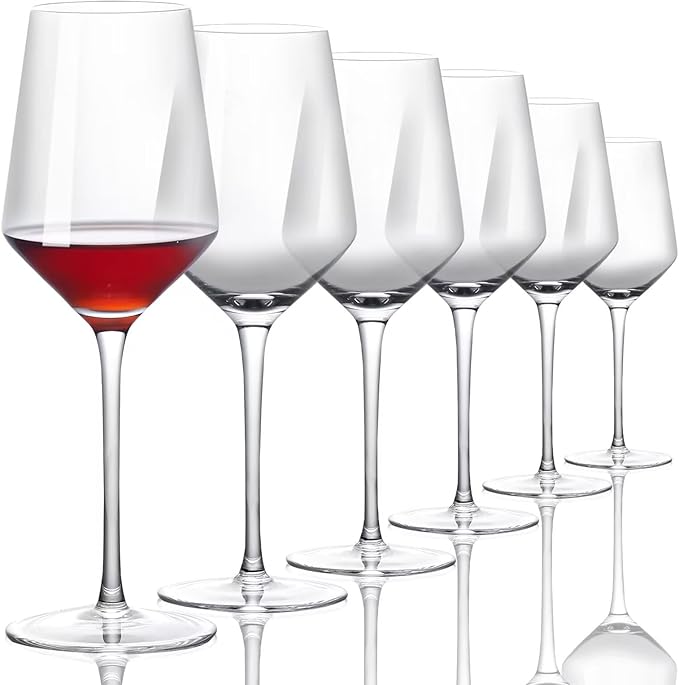 ACHEER Crystal Wine Glasses Set of 6 - Hand Blown Red Wine or White Wine Glass - 14Oz - Long Stem Wine Glasses – Gift for Wedding, Anniversary, Christmas