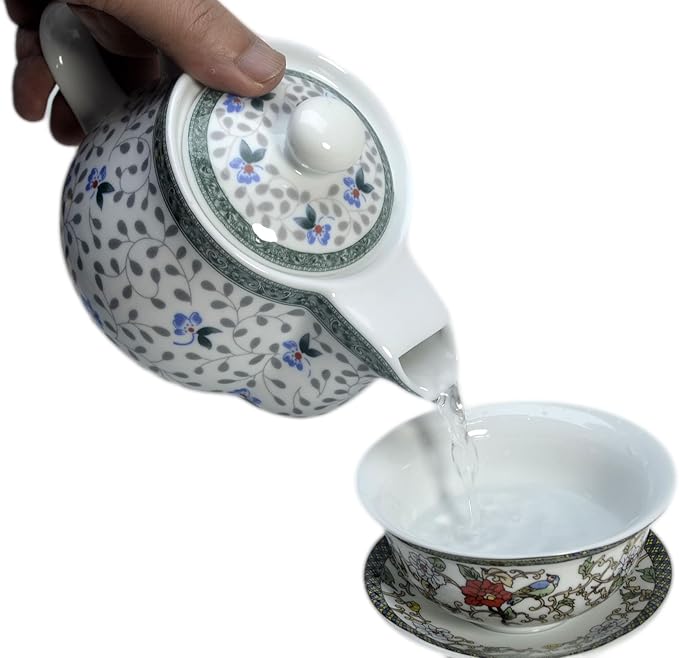 Porcelain Teapot 500ml Kettle with Removable Stainless Steel Infuser (Flower)