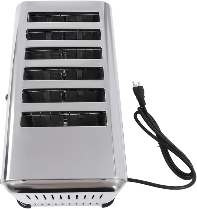 6 Slot Commercial Toaster - 6 Slice Wide Slot Stainless Steel Toaster for Restaurant and Home Kitchen, One-Piece Molding Process (1680W 110V)