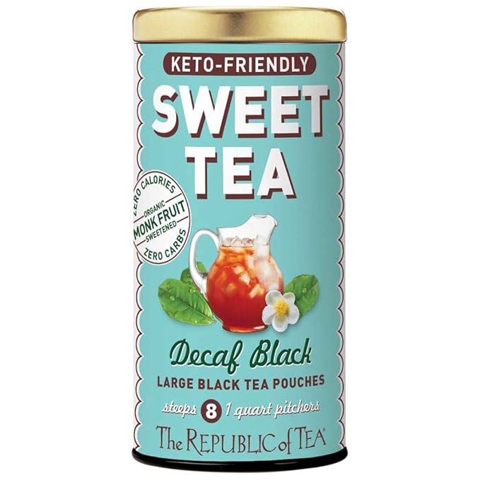 The Republic of Tea – Keto-Friendly Sweet Iced Decaf Black Tea, 8 Large Quart-Sized Iced Tea Pouches, Decaffeinated