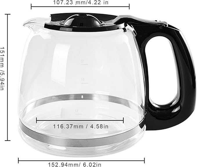 12-Cup Coffee Pot replacement Carafe Compatible with Black and Decker Coffee Maker Many Models CM1160B, CM1160W