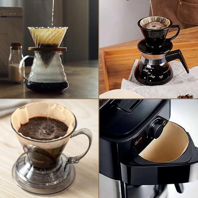 BYKITCHEN Size 4 Coffee Filters, 8-12 Cup, Set of 200, Coffee Filters 4 Cone Paper, Natural Unbleached Paper Filters for Pour Over Coffee Dripper and Coffee Maker