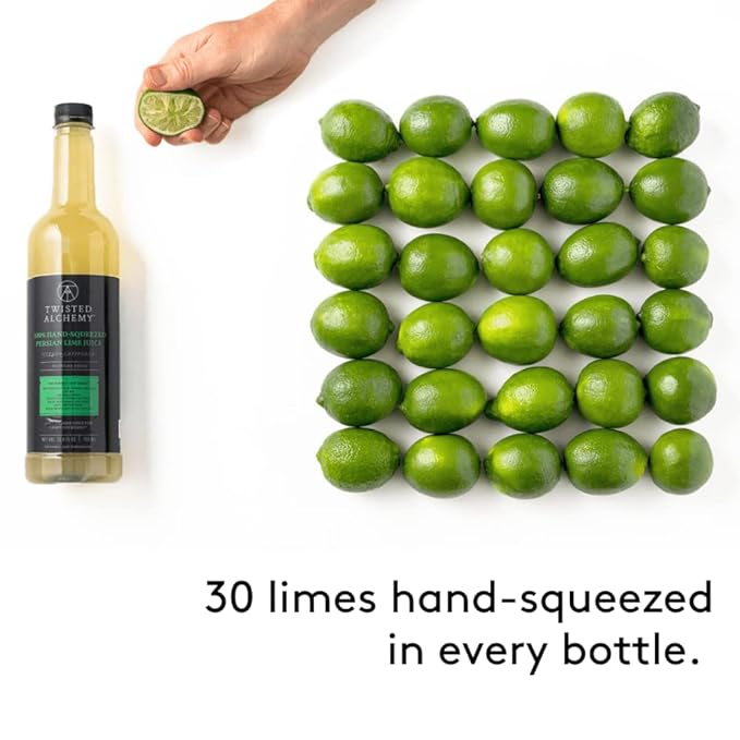 Twisted Alchemy Cold Pressed Fresh Juice For Craft Cocktails - All Natural, 100% Hand Squeezed Lime Juice Cocktail Mixer - (25 Oz Bottle, Pack Of 1) - No sugar added ,Preservative Free, Non-GMO, 100% Pure, Unpasteurized Ships Cold