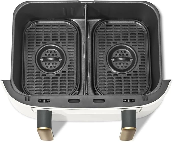 Beautiful 9QT TriZone Air Fryer, White by Drew Barrymore – Dual & Single Zone Cooking, Sync Cook & Finish, 6 Presets, Family Size, Elegant Matte Design, Dishwasher Safe