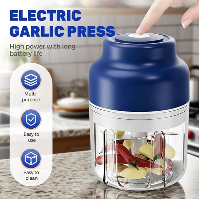 2026 Upgrade Electric Garlic Chopper, Mini Portable USB Charging Food Processor & Vegetable Chopper, Veggie Grinder for Garlic, Onion, Nuts, Herbs (Green, 250ml)