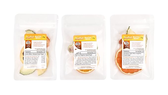 USTCM JoyFull Mixed Fruit Infusions Fruit Tea Single Pack All Natural Dried Fruits Mixed Flavors Make Perfect Tea! 15g (Combo 2, Pack of 3)