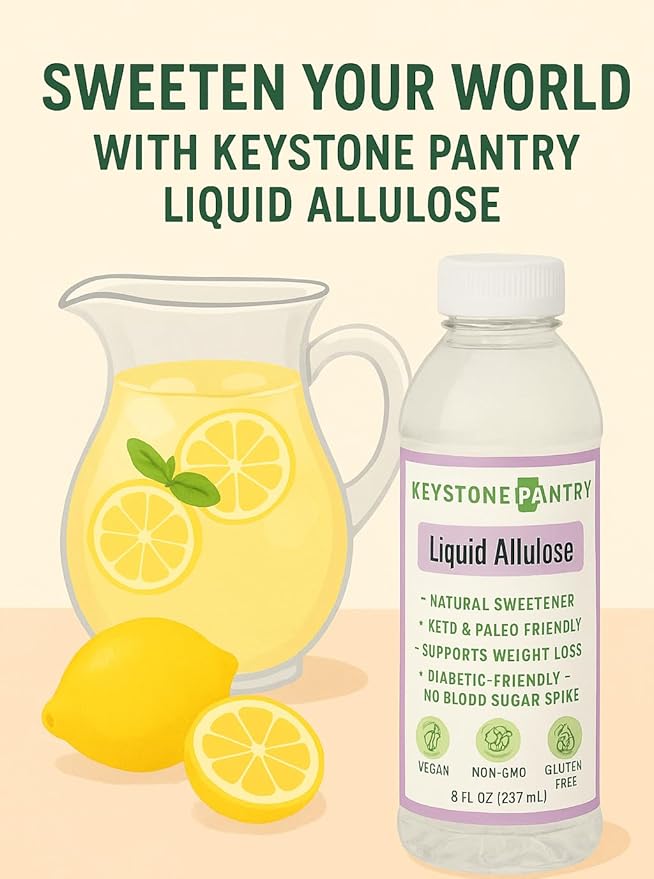 Keystone Pantry Liquid Allulose 1 Pint | Natural Low Calorie Sweetener for Coffee, Tea, Baking & Cooking | Keto, Diabetic Friendly, Zero Net Carbs, Vegan, Gluten Free, Non-GMO, Kosher