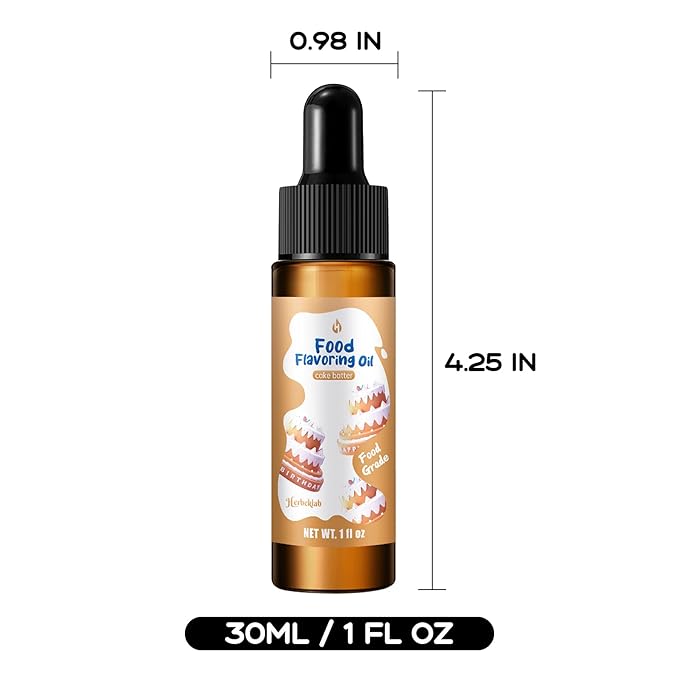 Cake Batter Flavoring Extract – 1 fl oz Concentrated Food Flavoring Oil for Baking, Candy Making, Lip Gloss & Desserts, with Glass Dropper