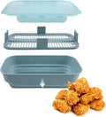 COOK WITH COLOR Collapsible Batter Bowl - Mess Free Breading Shaker Container - Great for Fried Fish, Fried Chicken, Onion Rings, Wings & More, Blue