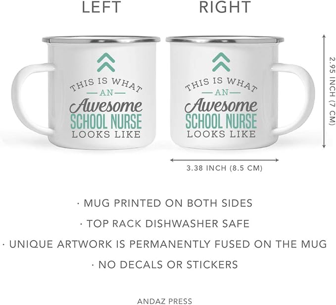 Andaz Press 11oz. Stainless Steel Campfire Coffee Mug Gift, This is What an Awesome School Nurse Looks Like, 1-Pack, Birthday Gift Ideas Coworker Him Her, Includes Gift Box