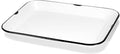 Red Co. 13.5” x 10” Enamelware Metal Classic 1.6-Quart Rectangular Serving Tray, Distressed White/Black Rim