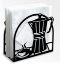 Coffee Pot Decorative Black Metal Napkin Holder for Table, 5.3" x 4.9" x 1.9" Standing Napkin Holder for Home Kitchen Restaurant Picnic Party Coffee Bar Dining Room